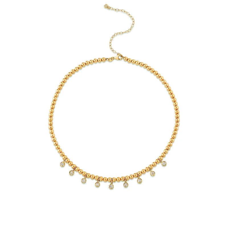 Tennis necklace for women-Gold & Diamond Multi Tiny Disc Necklace