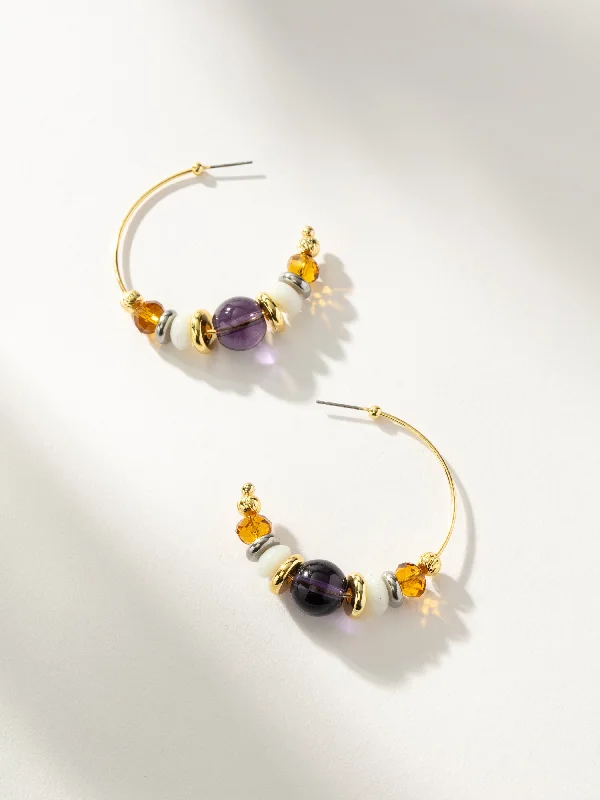 Trendy earrings for women-Vintage Bead Hoop Earrings