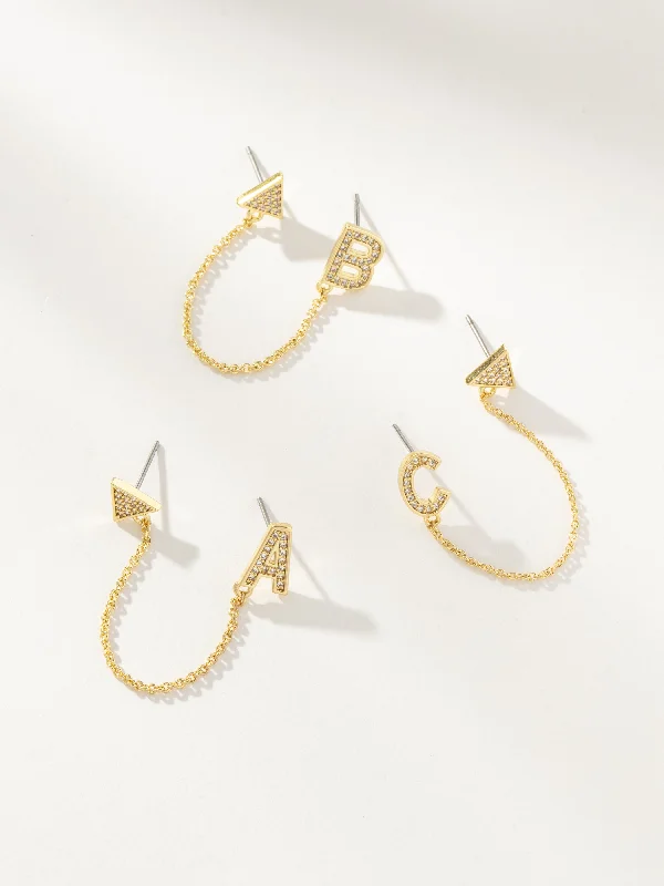 Long chain earrings for women-Initial Ear Climber