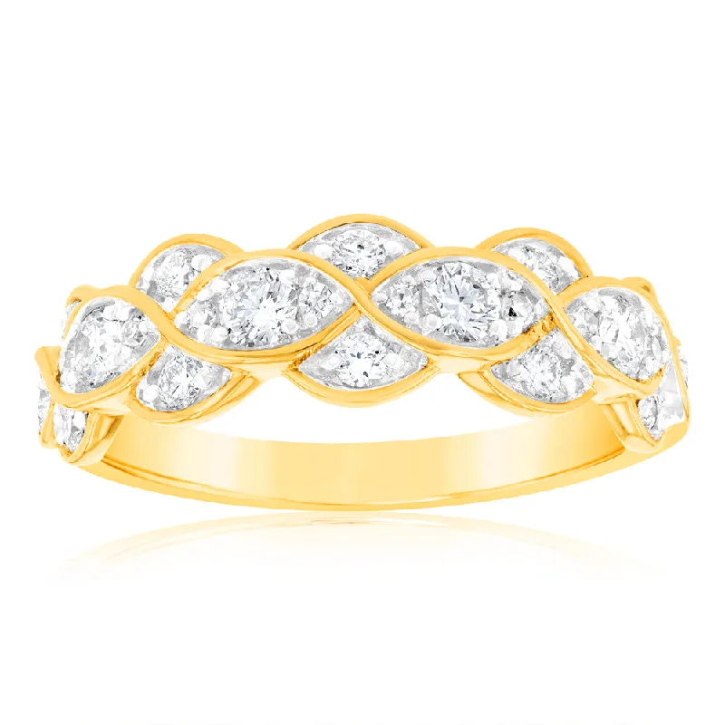 Halo diamond engagement ring for women-Luminesce Lab Grown Diamond 1/2 Carat Infinity Dress Ring in 9ct Yellow Gold