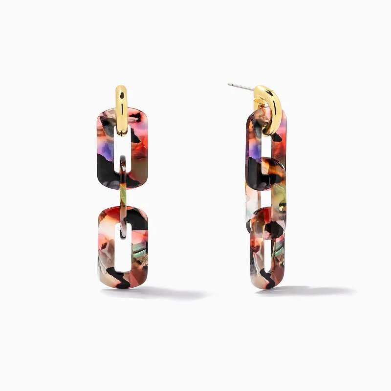 Ruby earrings for women-Resin Link Earrings