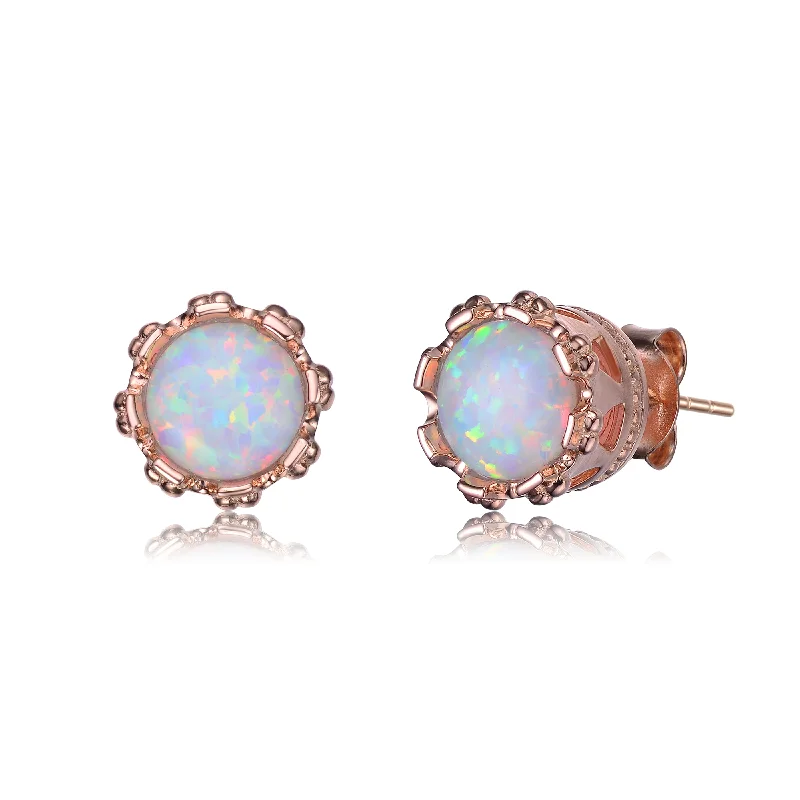 Fancy stud earrings for women-Rose Gold Plated Multi Colored Cubic Zirconia Stud Earrings