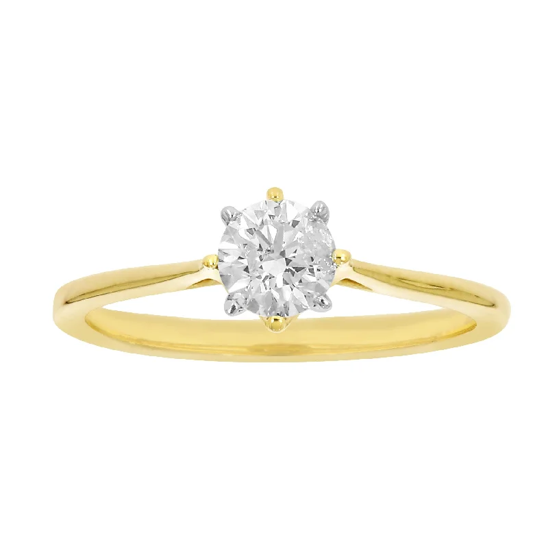 Heart-shaped engagement ring for women-9ct Yellow Gold  1/2 Carat Diamond Solitaire Ring