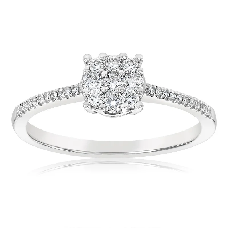 Simple engagement ring for women-9ct White Gold 1/4 Carat Diamond Dress Ring