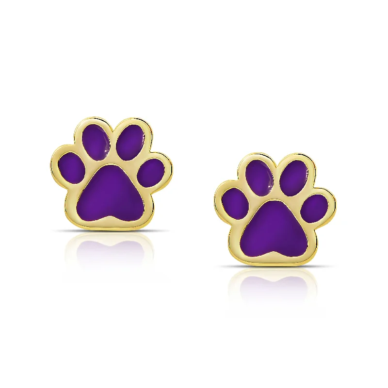 Multi-layer earrings for women-Dog Paw Stud Earrings