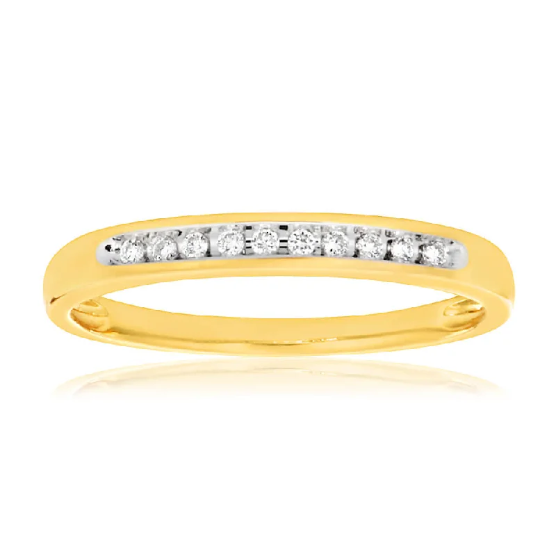 White gold engagement ring for women-9ct Yellow Gold 10 Diamonds Eternity Ring