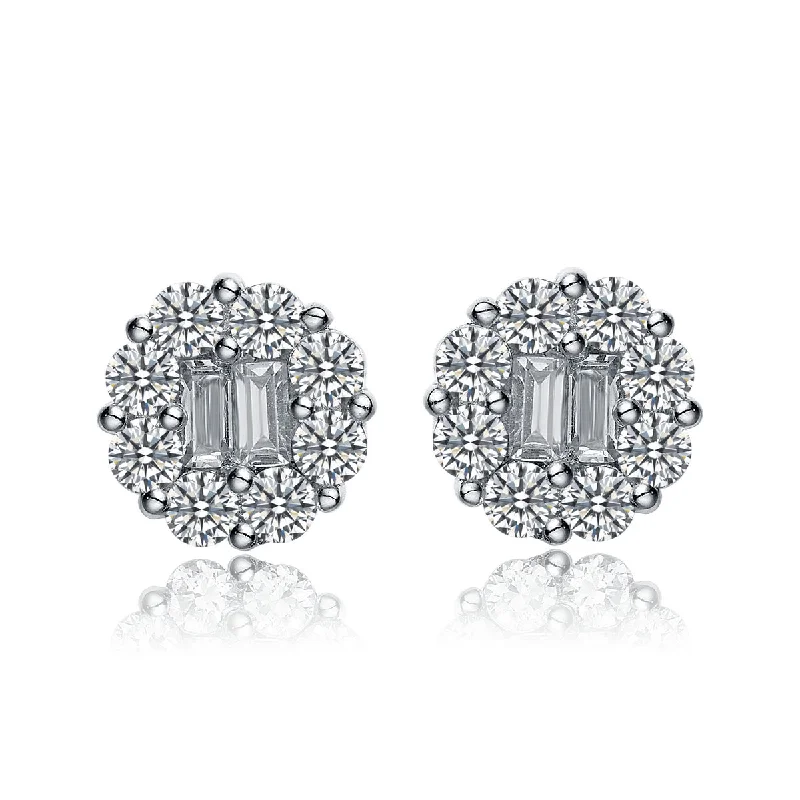 Vintage earrings for women-Cubic Zirconia Sterling Silver Cubic Zirconia Stud Earrings