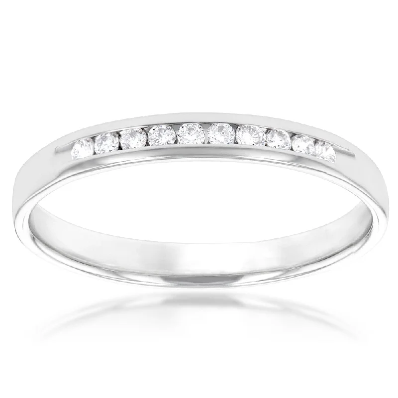 Designer engagement ring for women-Luminesce Lab Grown Diamond Channel 1/8 Carat Eternity Ring in 9ct White Gold