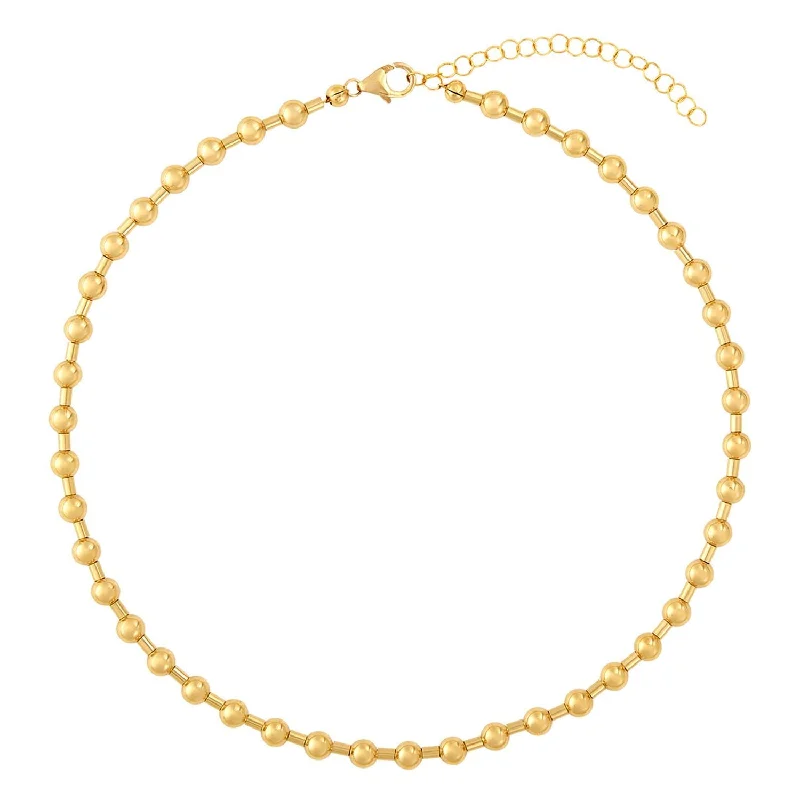 Gold necklace for women-14K Yellow Gold Filled 5mm 16"+2" Beaded Bar Necklace