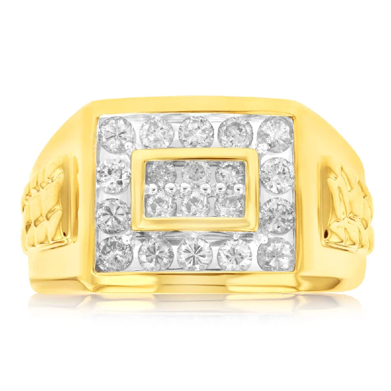 Bold gemstone engagement ring for women-1 Carat Diamond Gents Ring in 10ct Yellow Gold