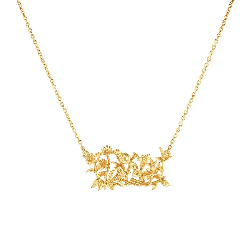 Simple necklace for women-Meadow Cluster Necklace, 16" - Gold