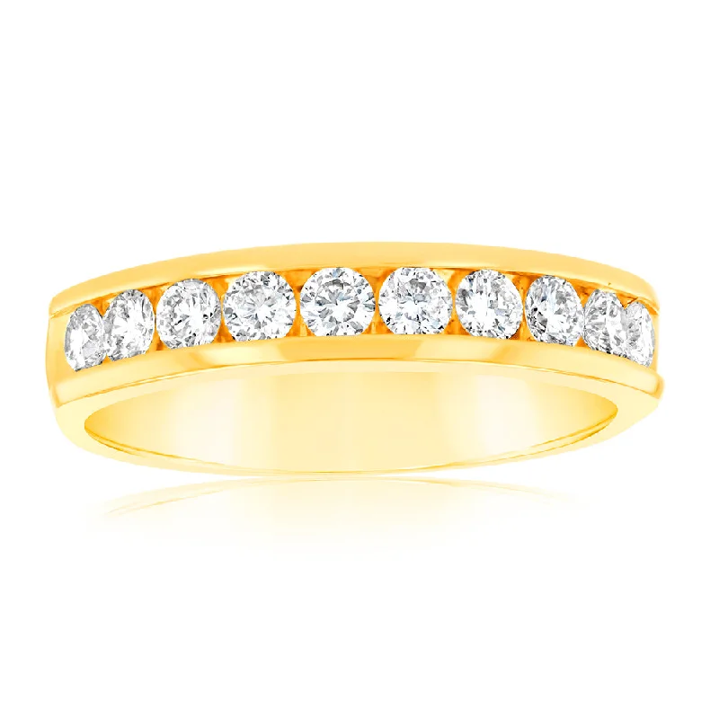 Princess cut engagement ring for women-Luminesce Lab Grown Diamond 1/2 Carat Eternity Ring in 9ct Yellow Gold