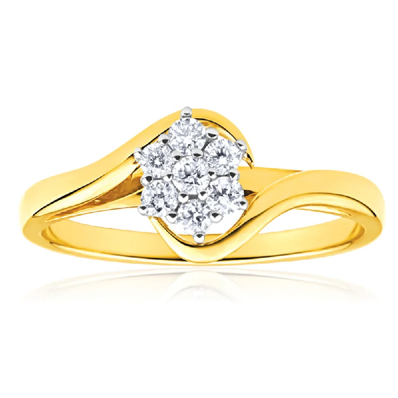 Heart-shaped engagement ring for women-9ct Yellow Gold 1/4 Carat Diamond Luxurious Ring