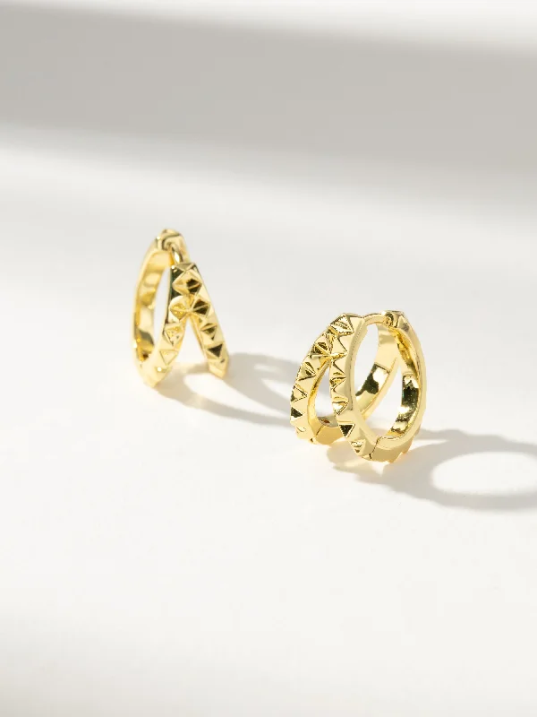 Hoop earrings with diamonds for women-Textured Huggies