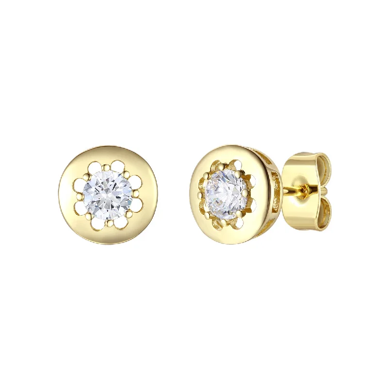 Bridal earrings for women-Vilette Moissanite Solitaire Modern Bezel Stud Earrings