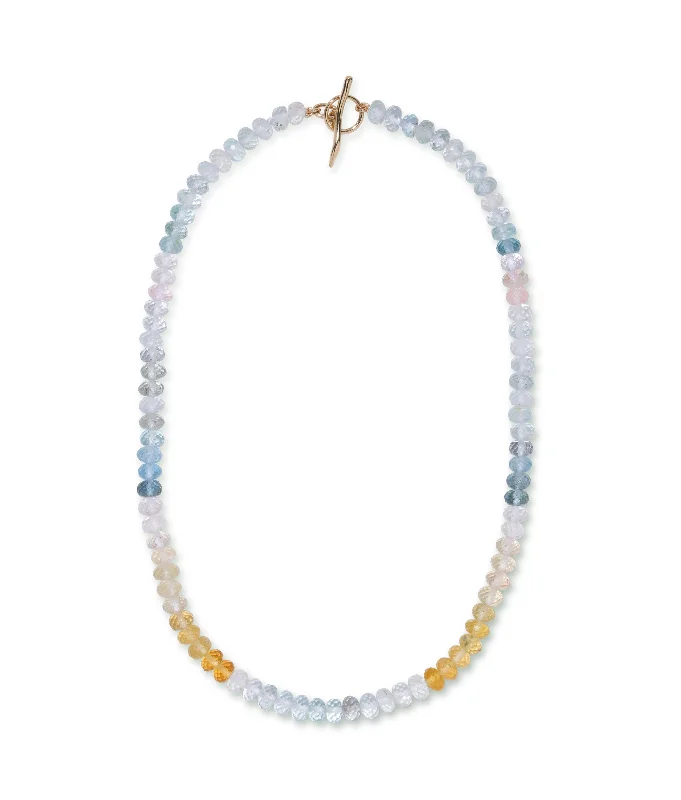 Fine necklace for women-Shaded Aquamarine, Morganite & 14k Gold Necklace