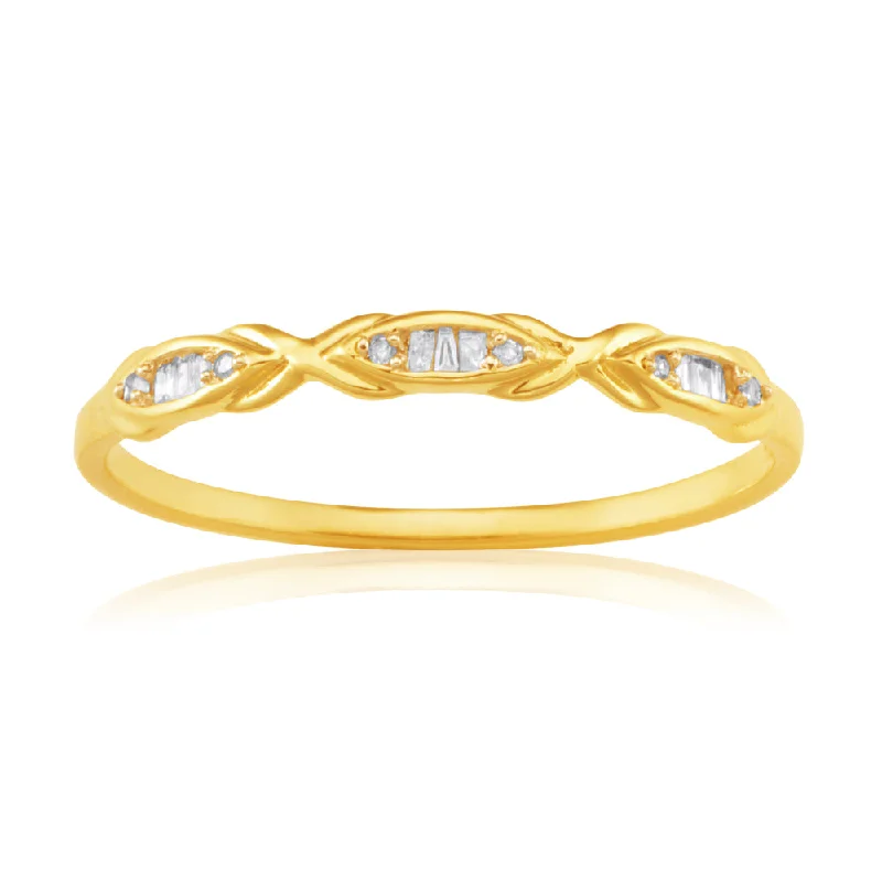 Vintage diamond engagement ring for women-9ct Yellow Gold Eternity Ring with 15 Diamonds