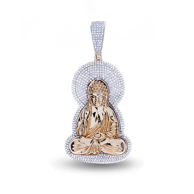 Heart-shaped necklace for women-Diamond Budha Pendant