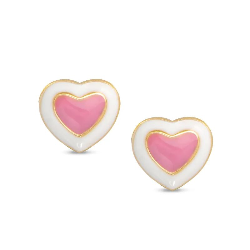 Personalized hoop earrings for women-Heart Stud Earrings