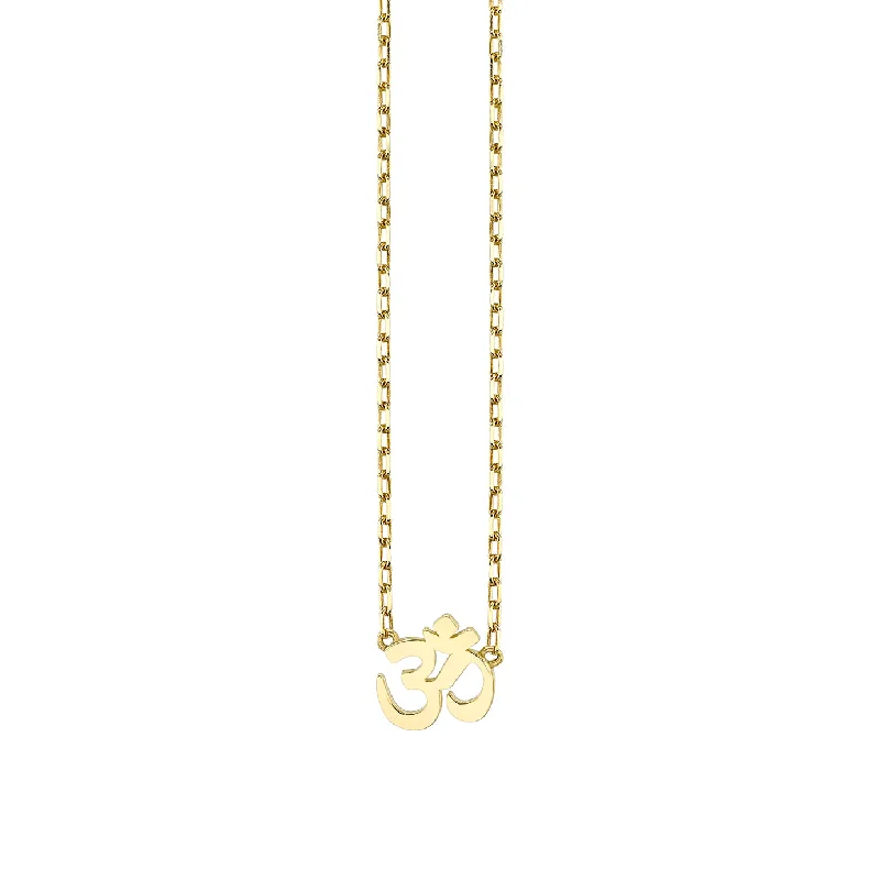 Birthstone and diamond necklace for women-Pure Gold Tiny Om Necklace