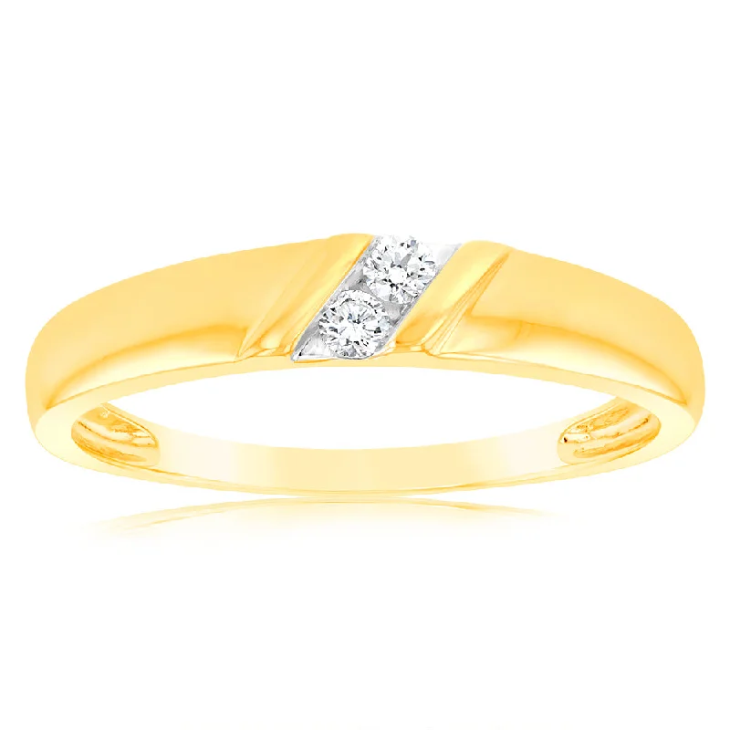 Simple solitaire engagement ring for women-Luminesce Lab Grown Gold Plate Sterling Silver 1/10 Carat Diamond Gents Ring