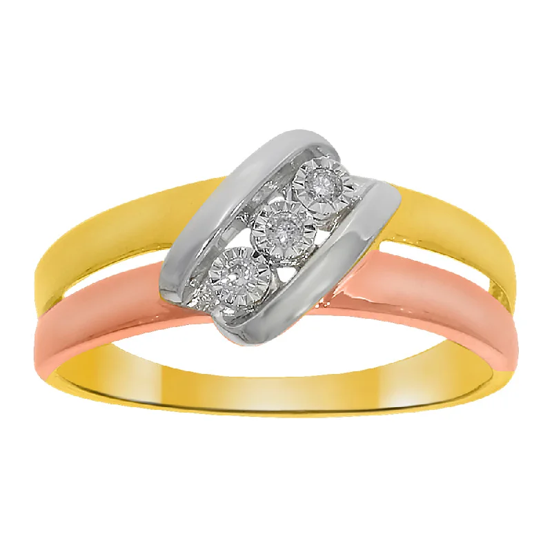 Solitaire diamond engagement ring for women-9ct Yellow Gold & White Gold Dress Ring With 0.05 Carats Of Diamonds