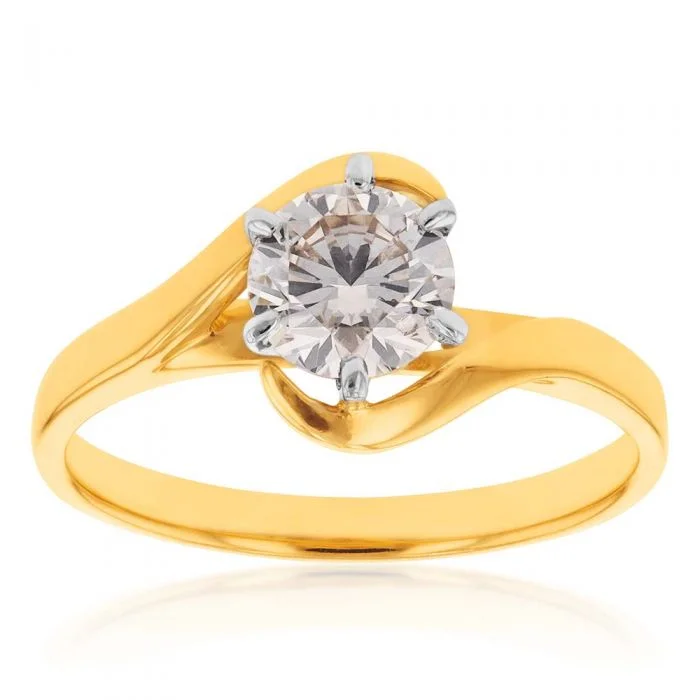 Engagement ring with large diamond for women-18ct Yellow Gold Solitaire Ring With 1 Carat Australian Diamond