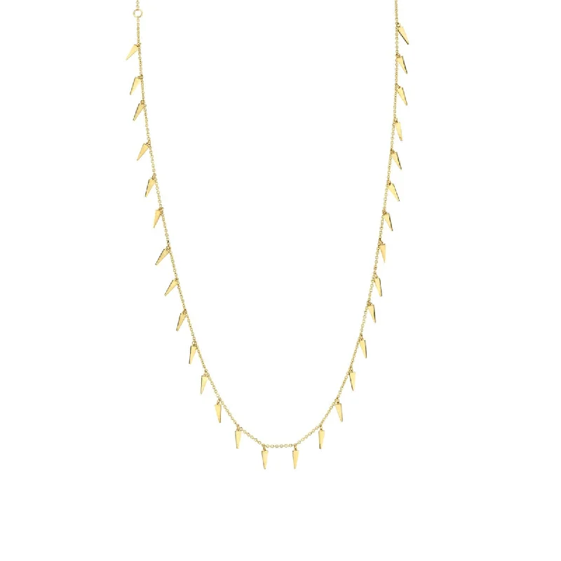 Unique gemstone necklace for women-Pure Gold Multi Fringe Necklace