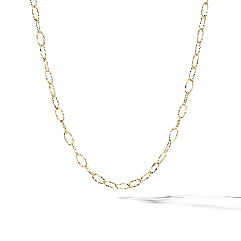 Long chain necklace for women-Elongated Oval Link Necklace in 18K Yellow Gold\, 6mm