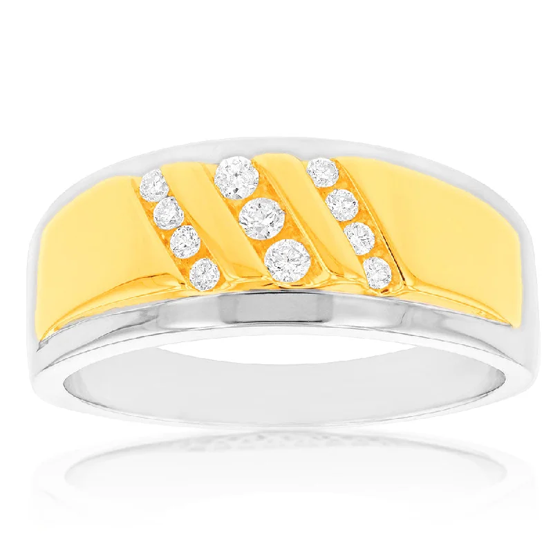 Solitaire engagement ring for women-Luminesce Lab Grown 1/4 Carat Diamond Gents Ring in 9ct Yellow and White Gold