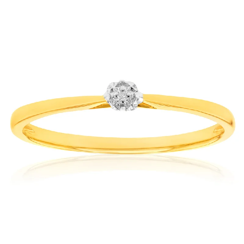 Engagement ring with emerald for women-9ct Yellow Gold Diamond Solitaire Ring