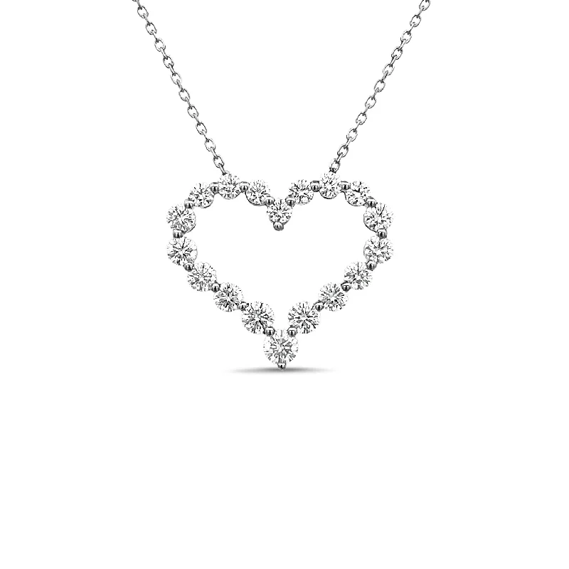 Silver statement necklace for women-Single Prong Diamond Heart Pendant