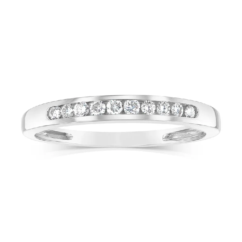 Sapphire and diamond engagement ring for women-9ct White Gold 0.15 Carat Diamond Eternity Ring with 10 Brilliant Cut Diamonds