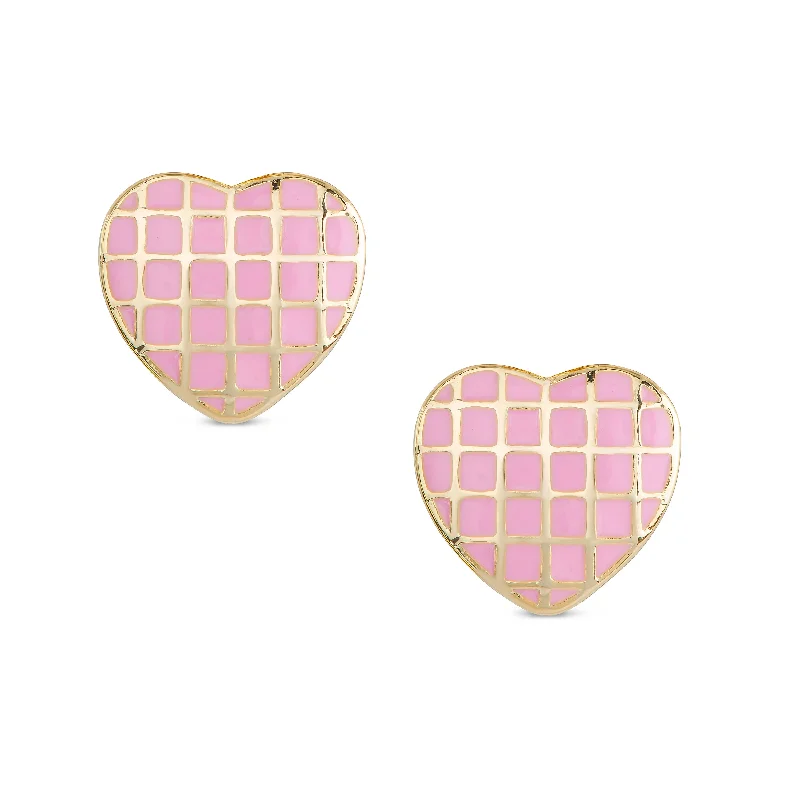 Sterling silver drop earrings for women-Lattice Heart Stud Earrings