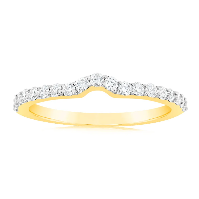 Yellow diamond engagement ring for women-Luminesce Lab Grown 1/3 Carat Diamond Eternity Curve in 18ct Yellow Gold