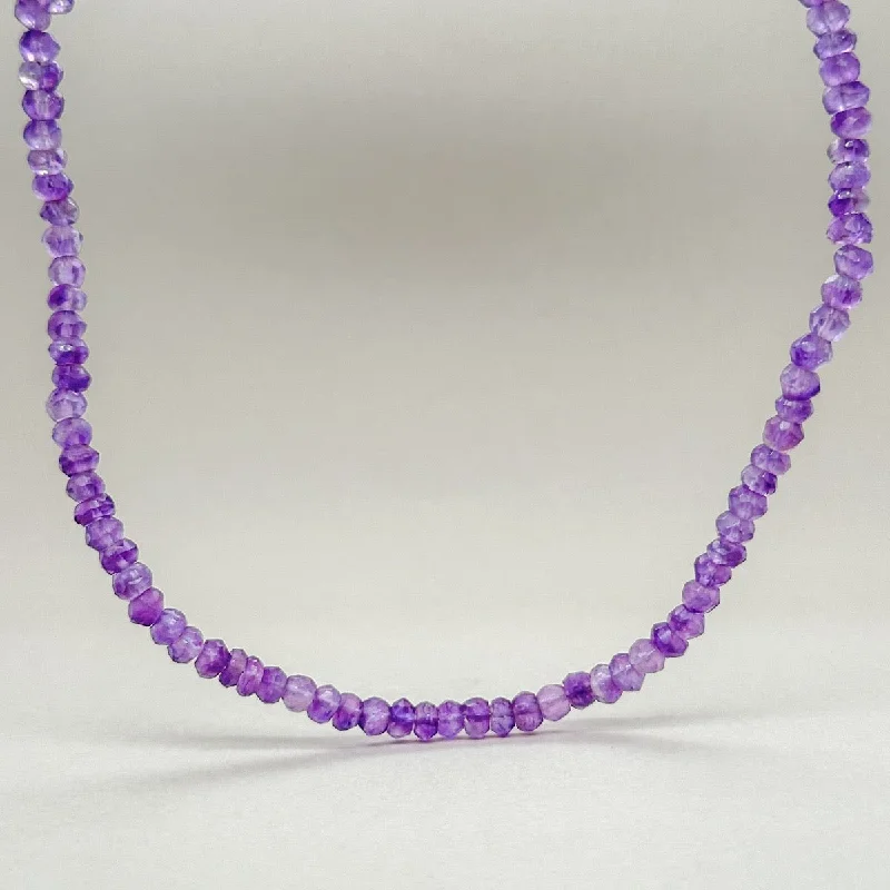 Oval pendant necklace for women-SS Amethyst Beaded 18” Necklace