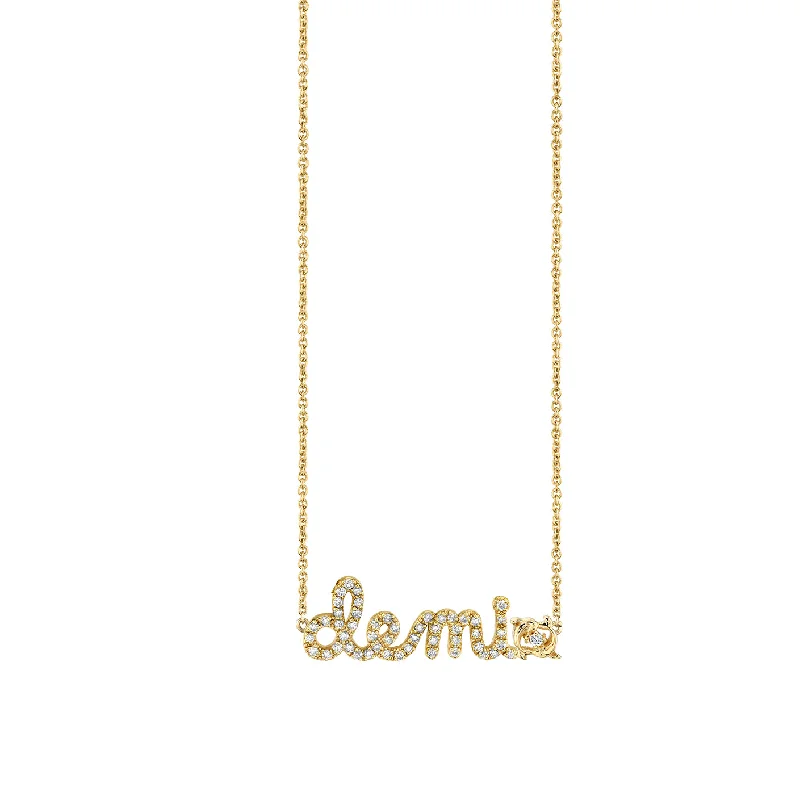 Pendant necklace for women-Gold & Diamond Small Custom Script Pisces Zodiac Necklace