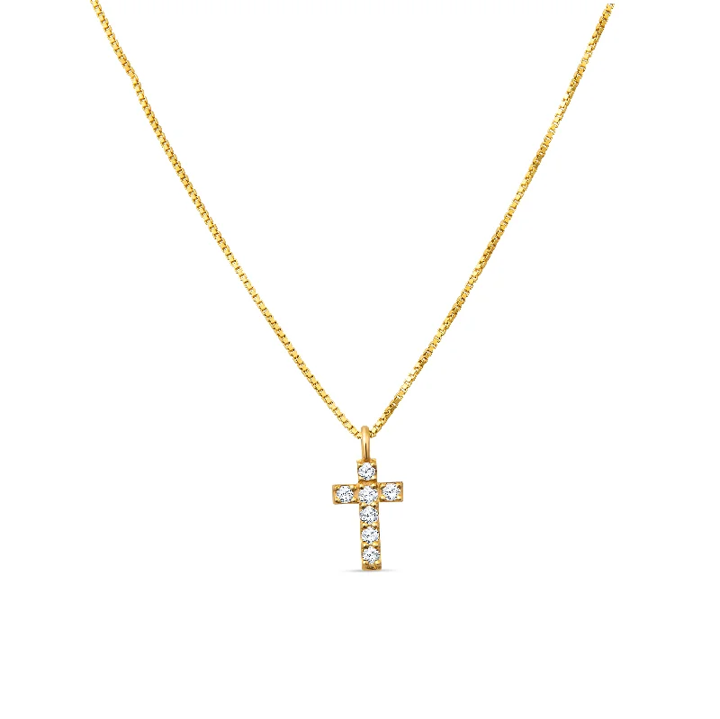 Elegant necklace for women-14K Dainty Diamond Cross Necklace