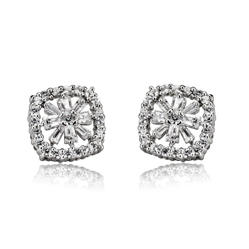 Floral stud earrings for women-Caroline Ornament Flower Stud Holiday Earrings