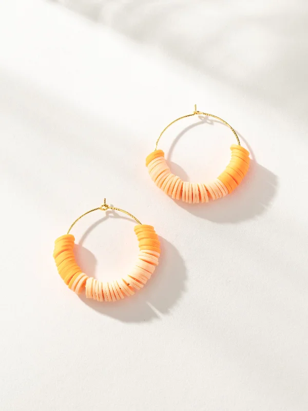 Round stud earrings for women-Heishi Bead Hoop Earrings