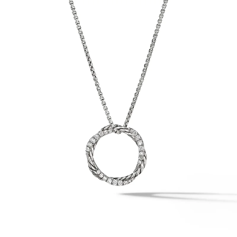 Elegant pearl necklace for women-Petite Infinity Pendant Necklace in Sterling Silver with Diamonds\, 18mm