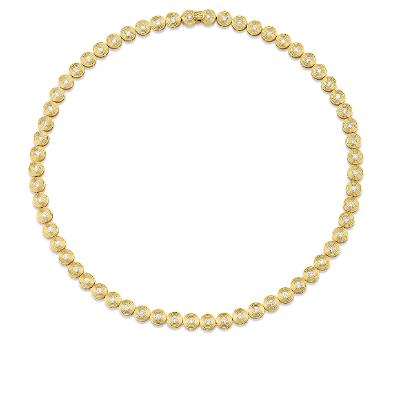 Simple chain necklace for women-Gold & Diamond Small Fluted Eternity Necklace