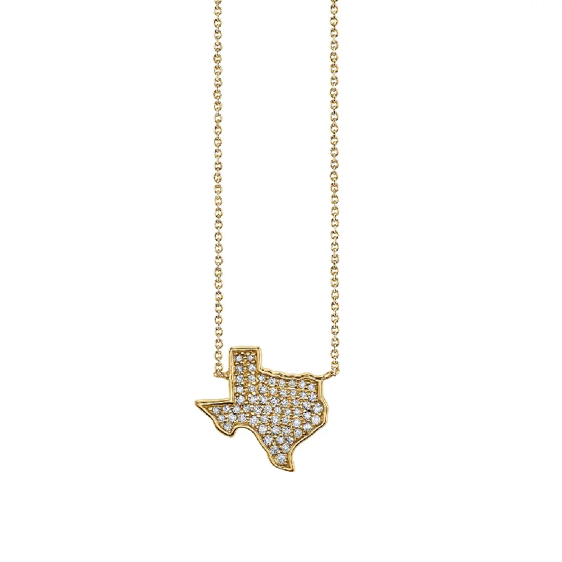 Classic gold necklace for women-Gold & Diamond Texas State Outline Necklace