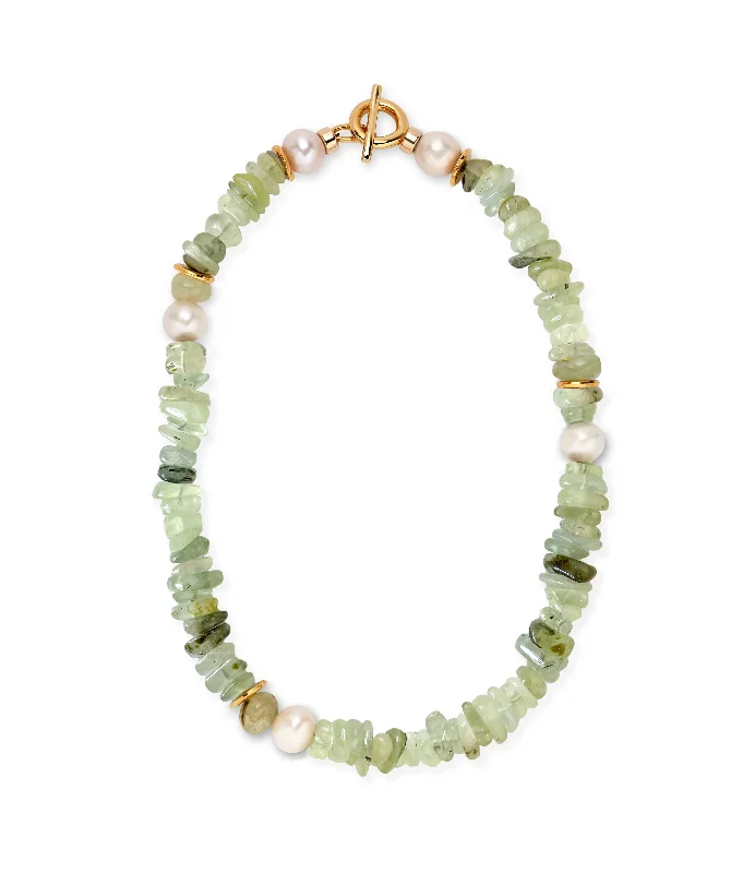 Heart pendant necklace for women-Mood Necklace in Prehnite