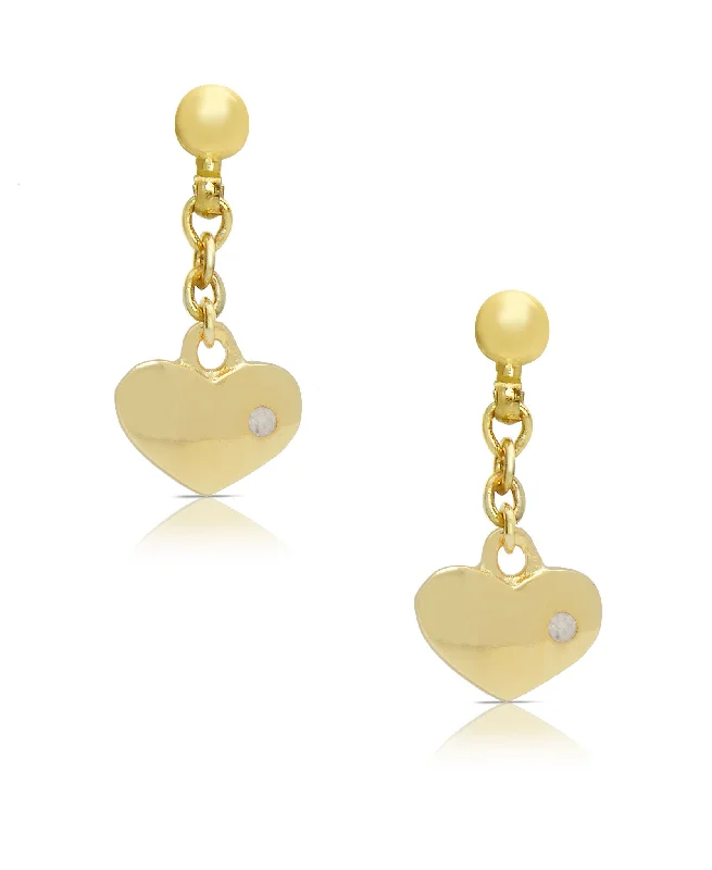 Long chain earrings for women-Heart Dangle Earrings