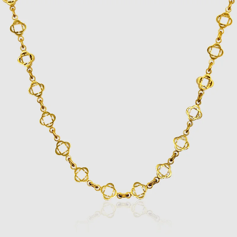 Wedding day necklace for women-Clover Link Necklace (Gold)