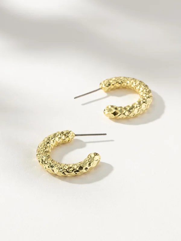 Statement earrings for women-Scaled Hoop Earrings