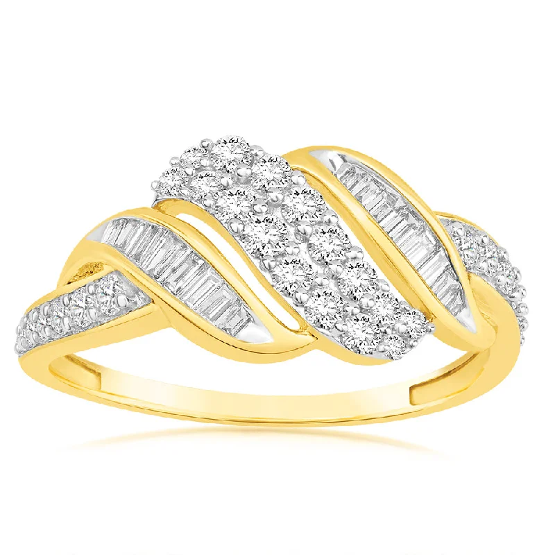 Custom-made engagement ring for women-Luminesce Lab Grown 9ct Yellow Gold 1/2 Carat Diamond Channel Set Ring