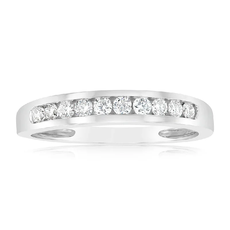 Platinum solitaire engagement ring for women-9ct White Gold 1/4 Carat Diamond Eternity Ring with 10 Brilliant Cut Diamonds