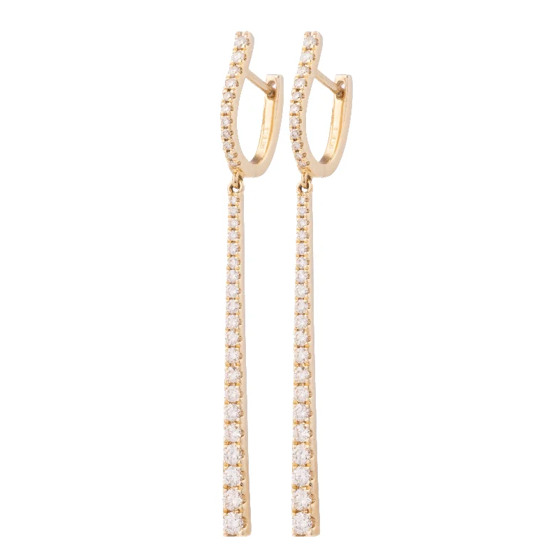 Unique earrings for women-Gradient Diamond Pendulum Bar Earrings